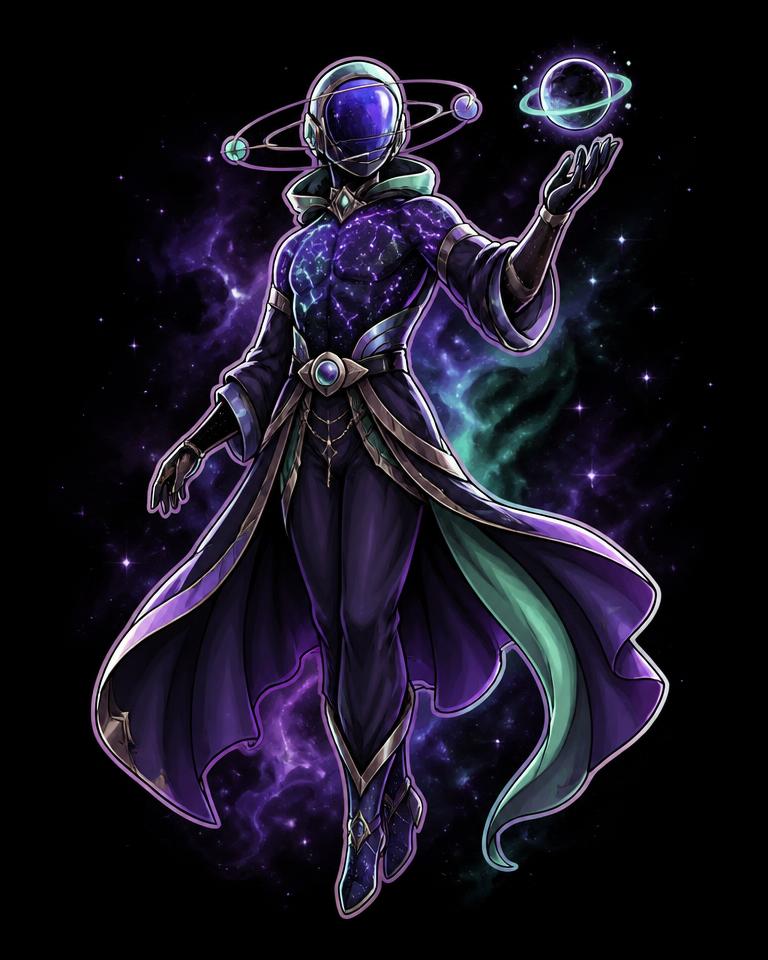 Cosmic Traveler archetype character in UV festival body paint