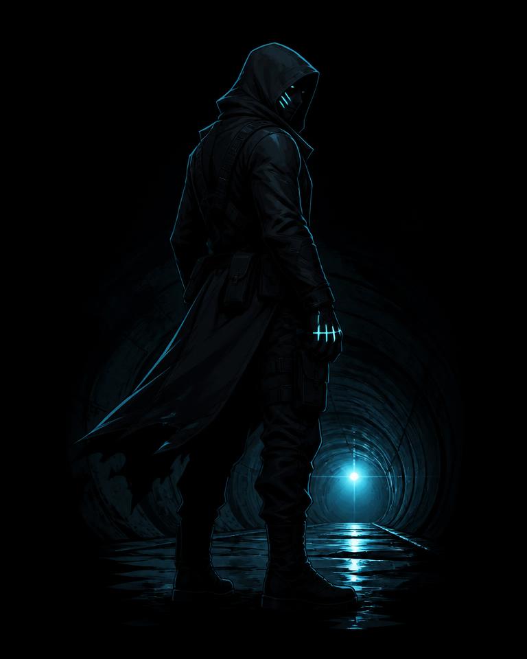 Shadow Runner archetype character in UV festival body paint