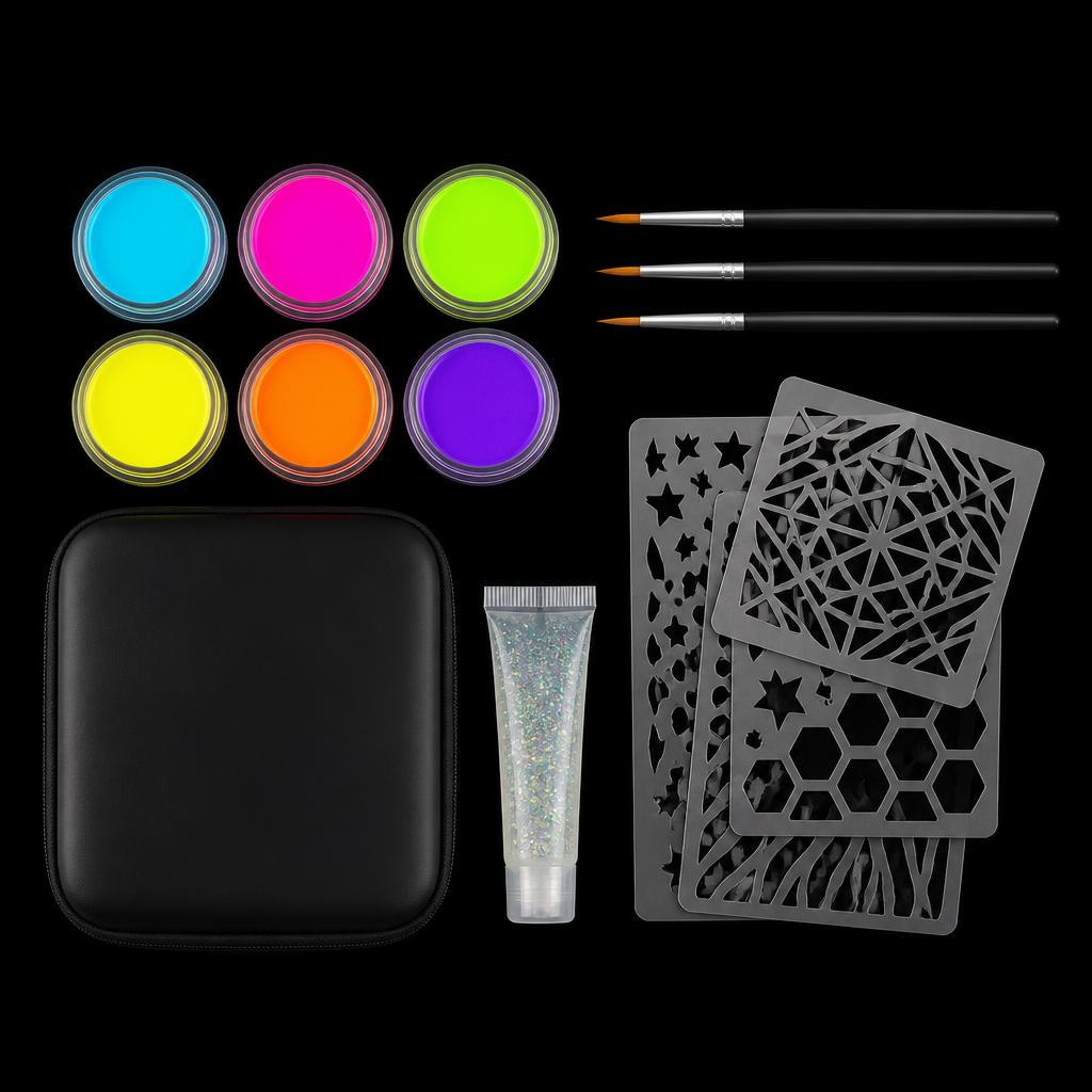 Glow Squad Bundle UV body art kit contents